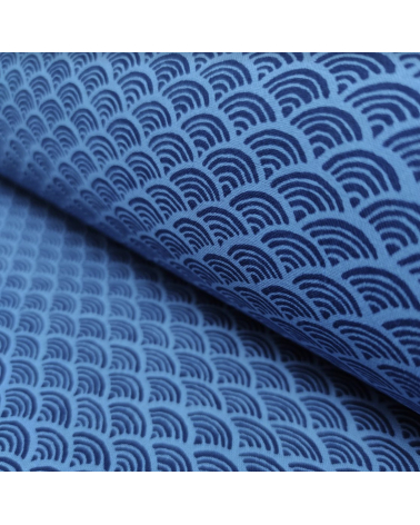 Tela japonesa de algodón "seigaiha" en azules