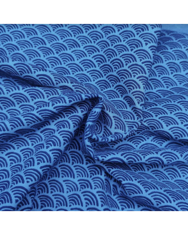Tela japonesa de algodón "seigaiha" en azules