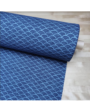 Tela japonesa de algodón "seigaiha" en azules