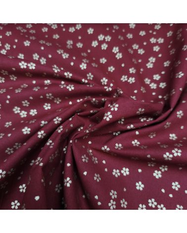 Japanese cotton fabric with golden sakuras over cherry red