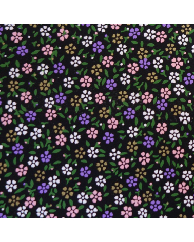 Papel japonés chiyogami alegres florecillas sobre fondo negro