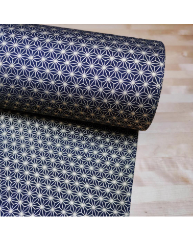 Japanese cotton fabric with golden asanohas over black