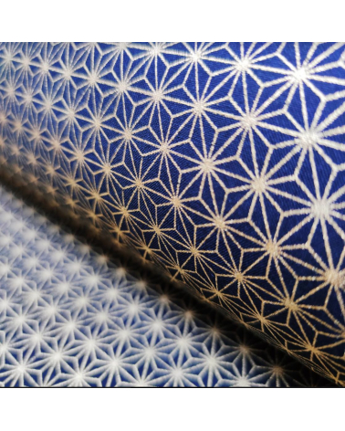 Japanese cotton fabric with golden asanohas over black