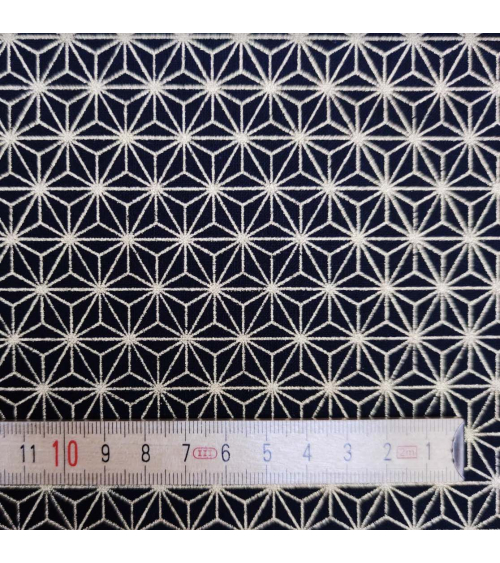 Japanese cotton fabric with golden asanohas over black
