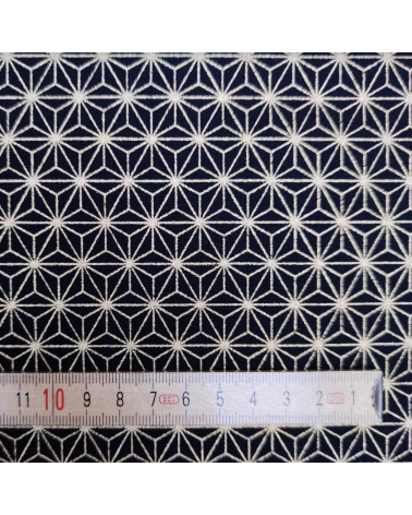 Japanese cotton fabric with golden asanohas over black