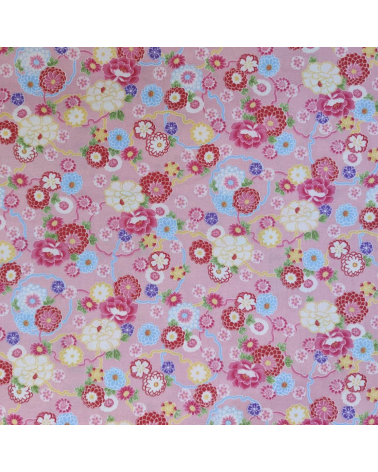Tela japonesa de Amundsen en algodón "Yuki to hana" en rosa.