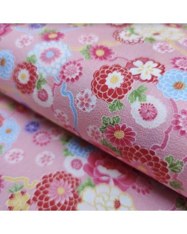 Japanese amundsen cotton fabric "Yuki to hana" in pink