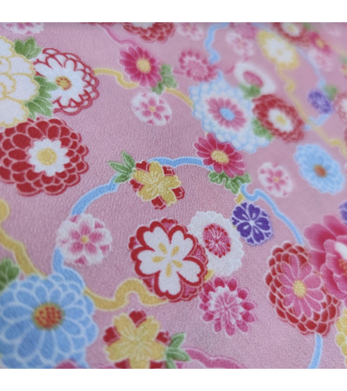 Tela japonesa de Amundsen en algodón "Yuki to hana" en rosa.