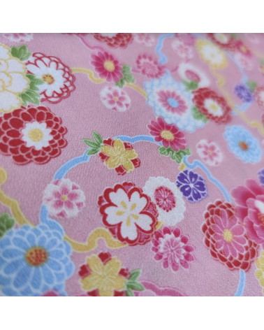Tela japonesa de Amundsen en algodón "Yuki to hana" en rosa.