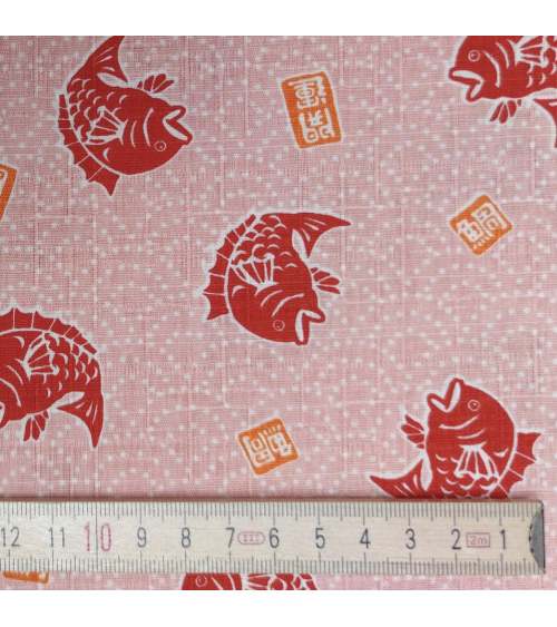 Tela japonesa dobby "Taifish" en rosa salmón.