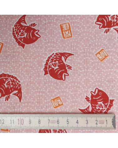 Tela japonesa dobby "Taifish" en rosa salmón.