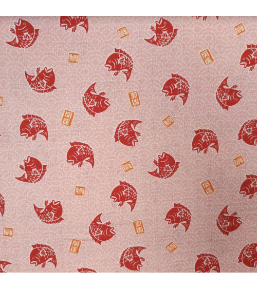 Tela japonesa dobby "Taifish" en rosa salmón.