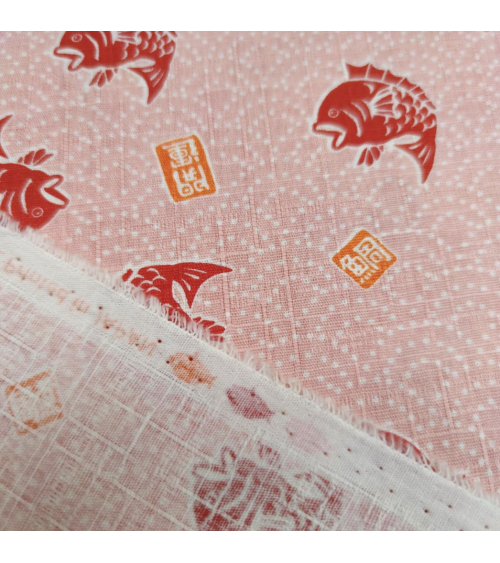 Tela japonesa dobby "Taifish" en rosa salmón.