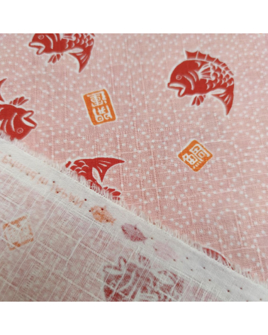 Tela japonesa dobby "Taifish" en rosa salmón.