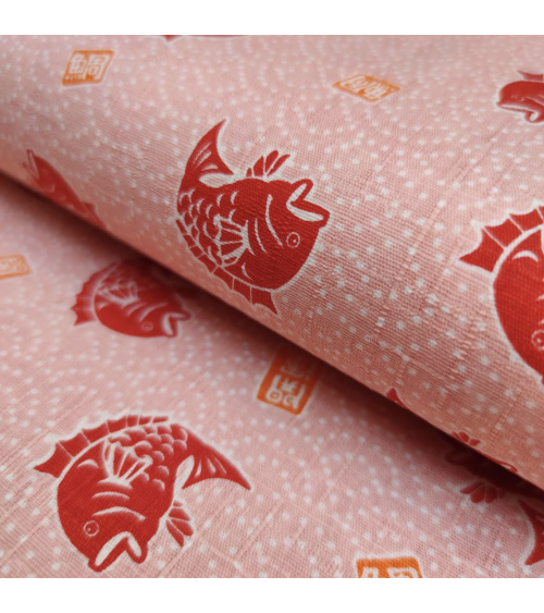 Tela japonesa dobby "Taifish" en rosa salmón.