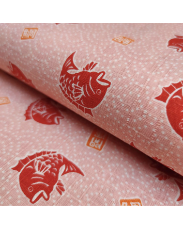 Tela japonesa dobby "Taifish" en rosa salmón.