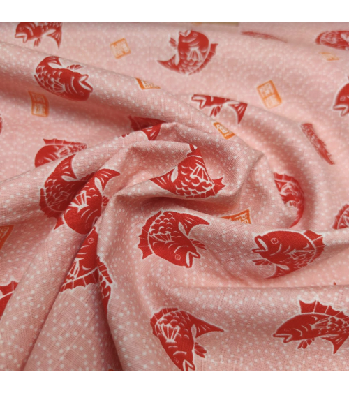 Tela japonesa dobby "Taifish" en rosa salmón.