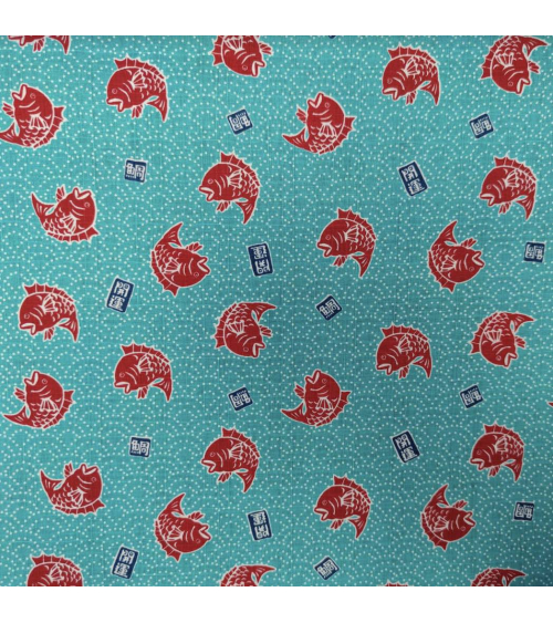 Japanese dobby fabric 'Taifish' in aquamarine blue.
