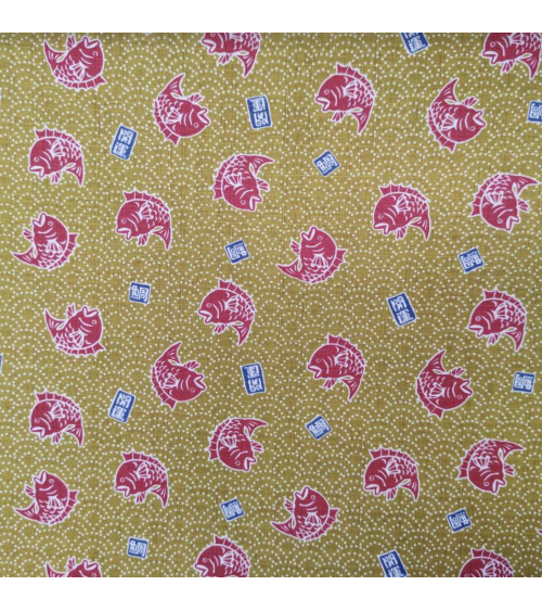 Japanese dobby fabric 'Taifish' in mustard yellow.