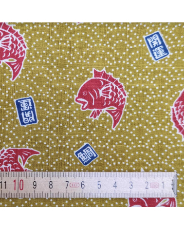 Japanese dobby fabric 'Taifish' in mustard yellow.