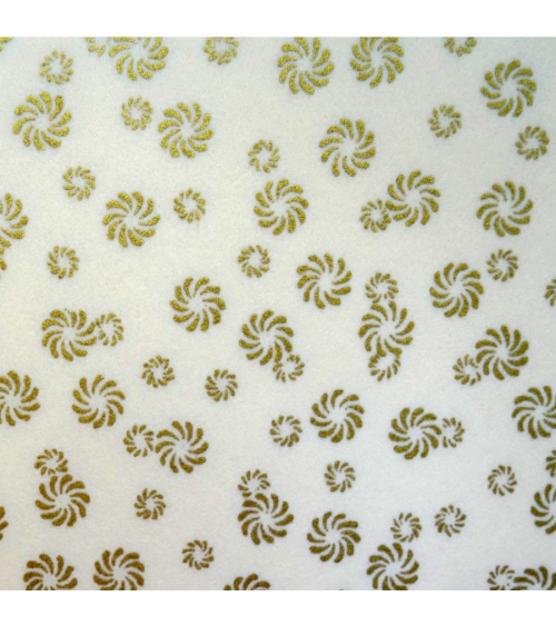 Papel japonés chiyogami pequeñas flores doradas sobre fondo blanco