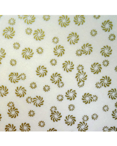 Papel japonés chiyogami pequeñas flores doradas sobre fondo blanco
