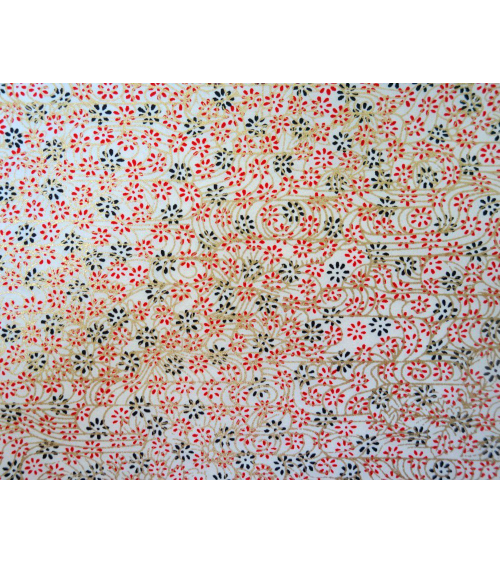 Papel japonés chiyogami flores y remolinos sobre fondo blanco