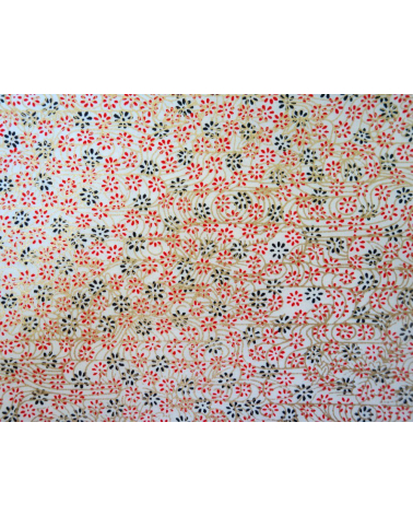 Papel japonés chiyogami flores y remolinos sobre fondo blanco