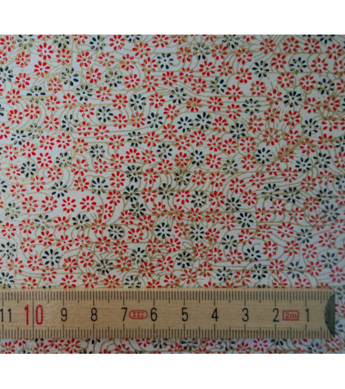 Papel japonés chiyogami flores y remolinos sobre fondo blanco