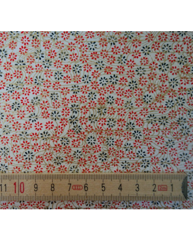 Papel japonés chiyogami flores y remolinos sobre fondo blanco