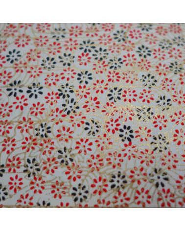 Papel japonés chiyogami flores y remolinos sobre fondo blanco