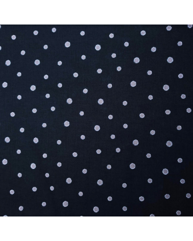 Japanese cotton-linen fabric with irregular polka dots over black background