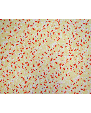Papel japonés chiyogami de carpas rojas sobre fondo amarillo