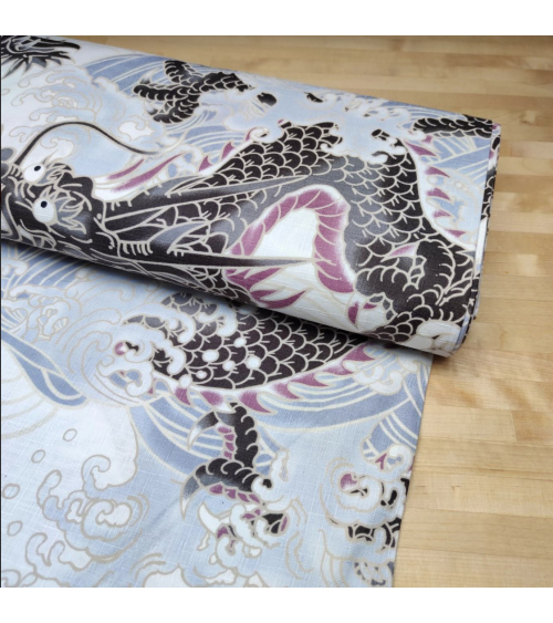 Japanese dobby fabric 'XL Dragons' in white.