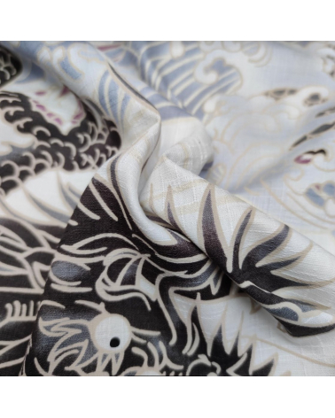 Japanese dobby fabric 'XL Dragons' in white.