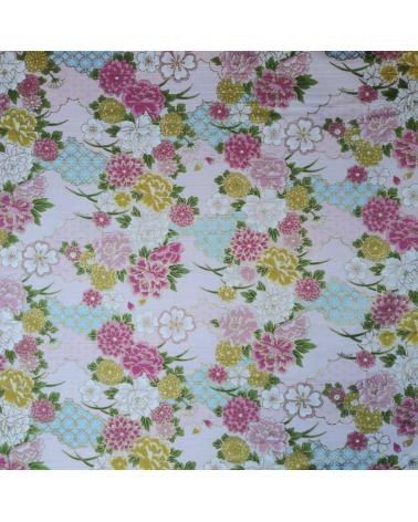 Tela japonesa en Satin de algodón "Haru" (Primavera) en rosa.
