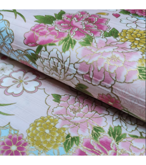 Tela japonesa en Satin de algodón "Haru" (Primavera) en rosa.