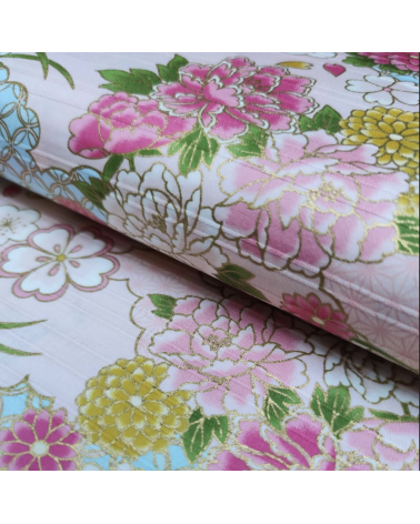 Tela japonesa en Satin de algodón "Haru" (Primavera) en rosa.