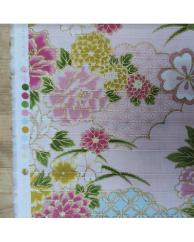 Tela japonesa en Satin de algodón "Haru" (Primavera) en rosa.
