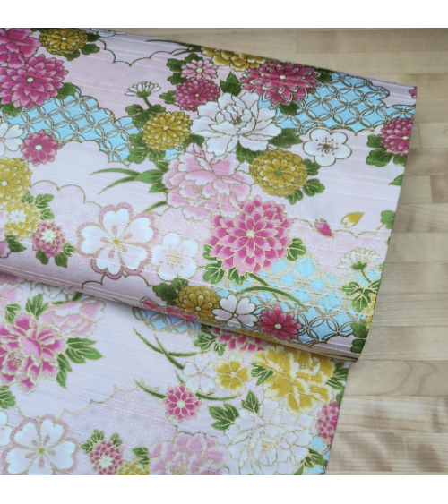 Tela japonesa en Satin de algodón "Haru" (Primavera) en rosa.