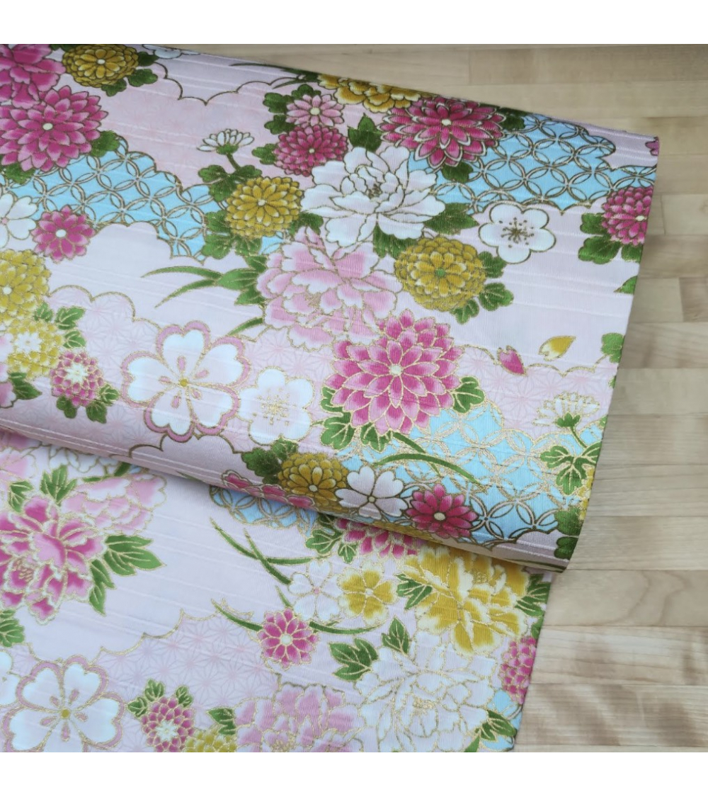 Tela japonesa en Satin de algodón "Haru" (Primavera) en rosa.