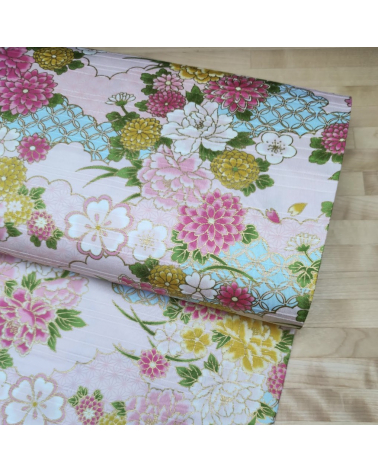 Tela japonesa en Satin de algodón "Haru" (Primavera) en rosa.