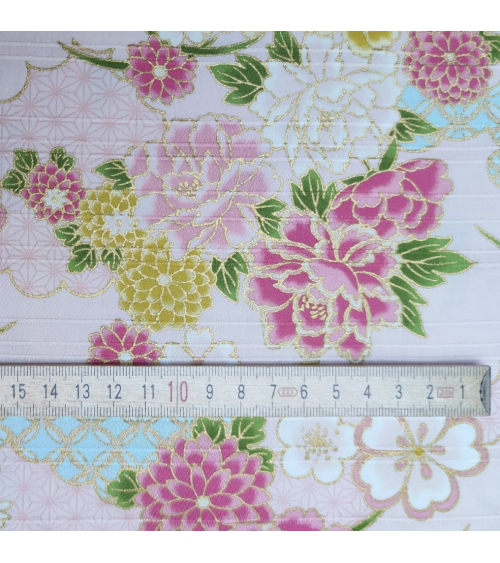 Tela japonesa en Satin de algodón "Haru" (Primavera) en rosa.