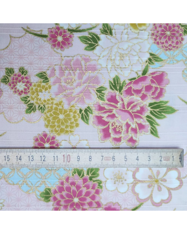 Tela japonesa en Satin de algodón "Haru" (Primavera) en rosa.