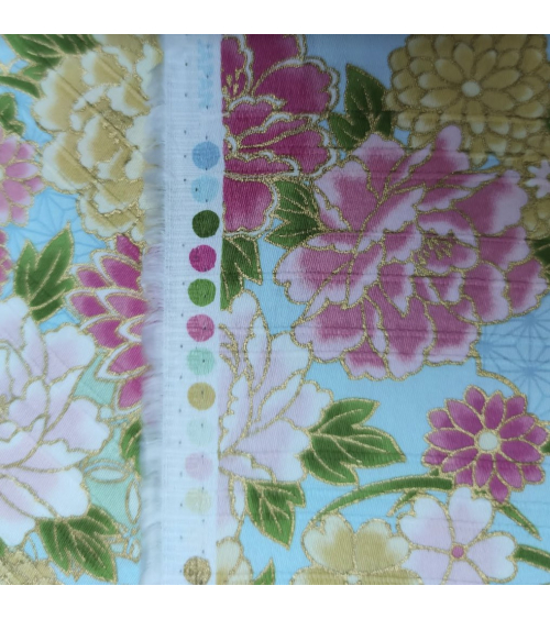 Japanese cotton satin slub fabric "Haru" (Spring) in light blue.