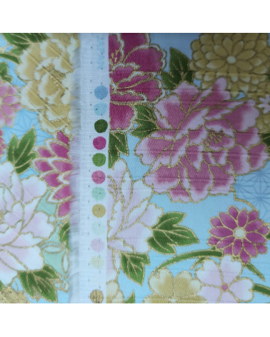 Japanese cotton satin slub fabric "Haru" (Spring) in light blue.