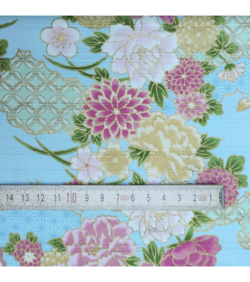 Japanese cotton satin slub fabric "Haru" (Spring) in light blue.
