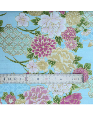 Japanese cotton satin slub fabric "Haru" (Spring) in light blue.