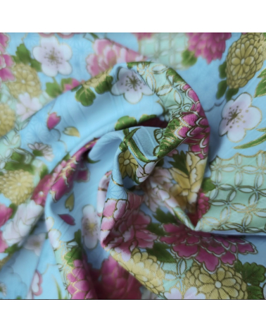 Japanese cotton satin slub fabric "Haru" (Spring) in light blue.