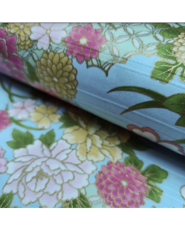 Japanese cotton satin slub fabric "Haru" (Spring) in light blue.